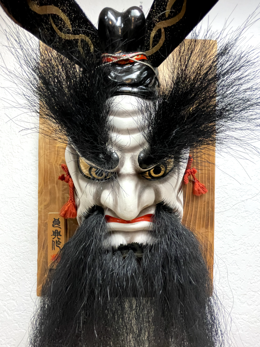 Fox Mask Full face Iwami Kagura mask (Black Beard and eyebrows