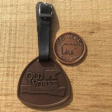 Old Works Golf Bag Tag w/ strap & Poker chip Coin … 20th Anniversary… Copper
