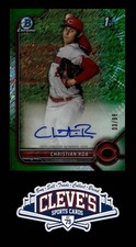 2022 BOWMAN CHROME AUTO CHRISTIAN ROA 03/99 GREEN SHIMMER REFRACTOR REDS