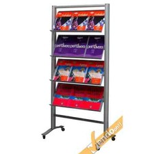 ESPOSITORE PUBBLICITARIO PORTA LOCANDINE DEPLIANT COMUNICAZIONI 12 POSTI A RUOTE