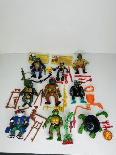 Vintage Teenage Mutant Ninja Turtles Figure Lot Of 9 With Accessories TMNT