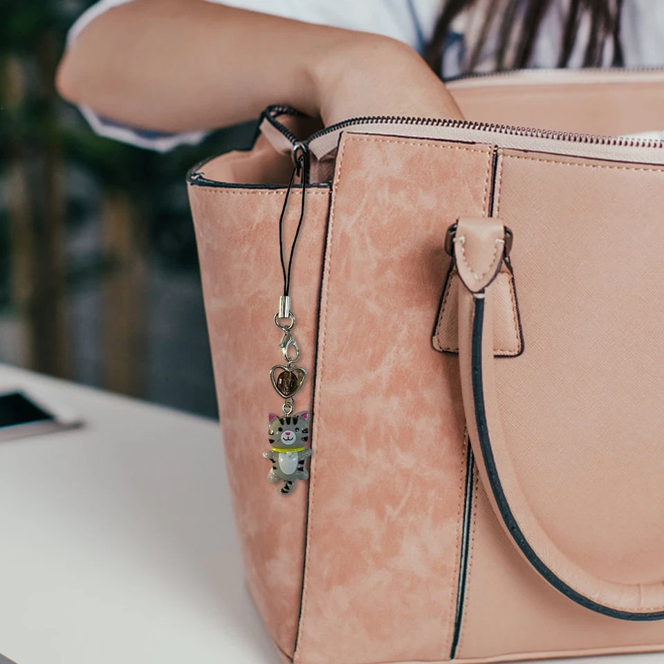 Kitten Phone Chain Bag Wrist Strap Cat Charm Kawaii Keychain Key Purse Pendant - Image 3 of 4