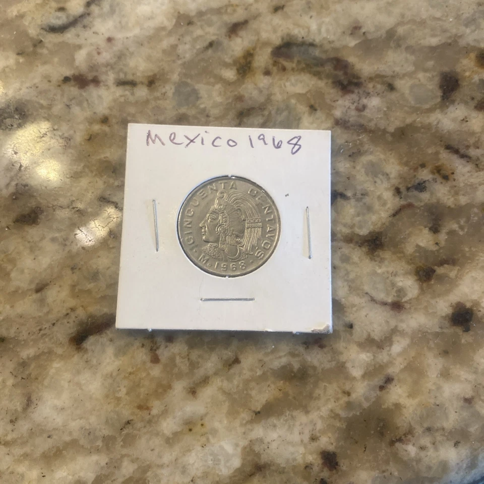 Moeda de cobre níquel México 50 centavos Cincuenta - 1968 - - Imagem 3 de 4