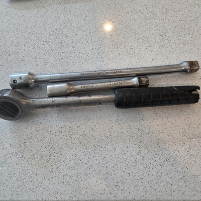 #ad Vtg POWR KRAFT 36 84W4860 4861 4862 Reversible Ratchet Wrench 1 2quot; Drive Exten $16.96