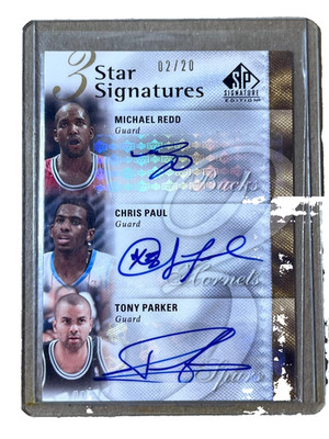 2009-10 SP Signature Chris Paul Tony Parker Michael Redd Triple Auto /20 Card