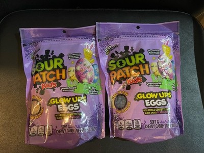 Lot of 2- 8.37oz Bag SOUR PATCH KIDS Glow Ups Candy Soft Chewy Blue Raspberry+