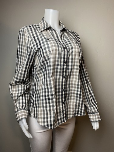 F. Foxcroft Wrinkle Free Shirt 16 Plaid Blouse Long Sleeve Collared Button - Picture 3 of 9