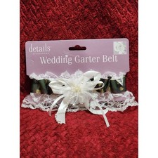 Camouflage Wedding Garter with White Bow  White Shimmering Bottom Trim NEW 