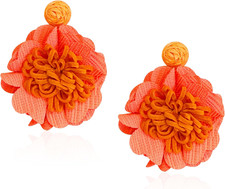 Handmade Fabric Flower Dangle Earrings for Women Bohemian Floral Cloth Earrings