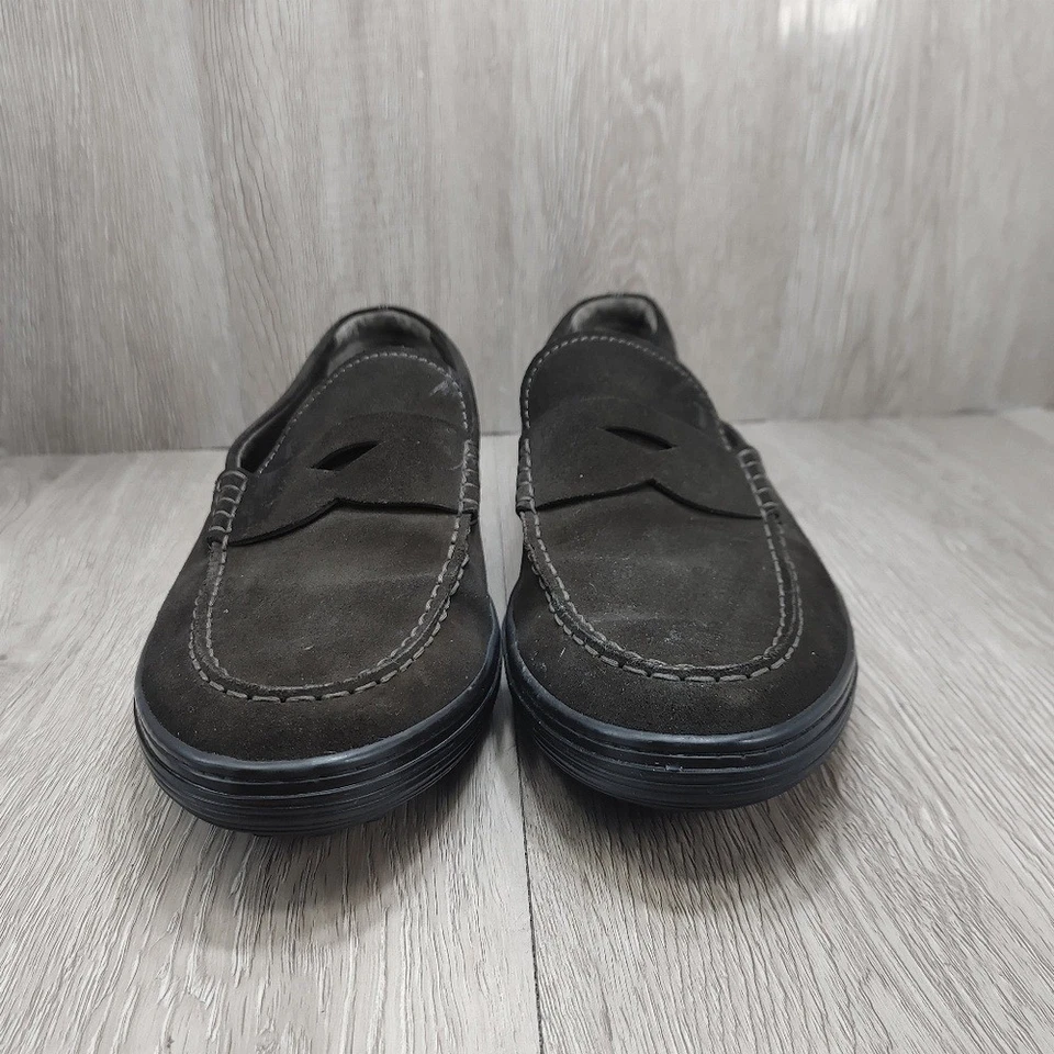 Tods Loafer Penny Bar Shoes Slip On Suede Brown Rubber Pebble Sole IT 9.5 EU 44 - Image 3 of 4