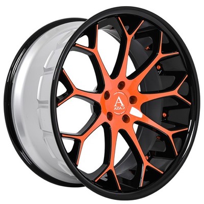 Azad Wheels AZ99 24x10 Custom Gloss Black with Mango Orange Face (4pcs) A1
