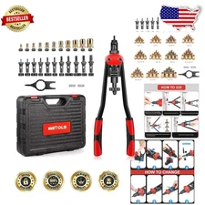 Pro 16" Rivet Nut Tool Kit, 11 Metric/Inch Mandrels, 110 Rivnuts, Blow Case