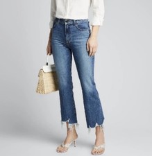 J Brand Julia Flared Raw Hem Cropped Jeans 26  Waist Wonderland Destruct