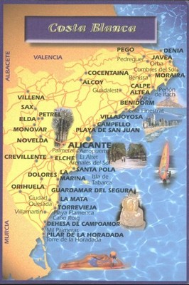 Costa Blanca Spanien Karte Postkarte Alicante Benidorm Torrevieja Pichroma 2000