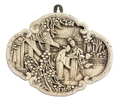 Vintage Hand Carved Wood Chinese Wall Plaque High Relief Landscape Art 1D