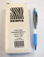 Zebra Z-Grip Flight Retractable Ballpoint Ink Pen 1.2mm Light Blue 12 Pack Dozen
