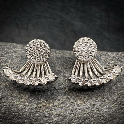 925 Sterling Silber CZ Front & Back Jacke Ohrringe, 3,47 g
