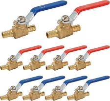 10-Pack Pex Ball Valve 1/2 Inch, Full Port 1/4 Turn Crimp 1/2" Pex Shut off Valv
