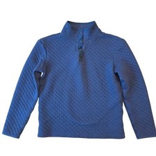 Kids M Navy Blue Quilted Snap Neck Pullover Mock Neck Long Sleeve Sweater Boys
