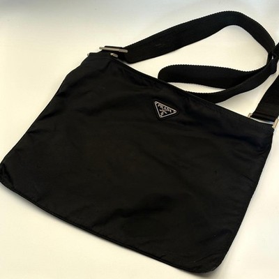 PRADA Nylon Black Crossbody Bag Triangle Logo Authentic Lightweight Shoulder Ba