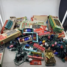 Huge lot of Vintage Christmas Lights Lamps Outdoor Lot 20+ Lbs W/Original Boxes