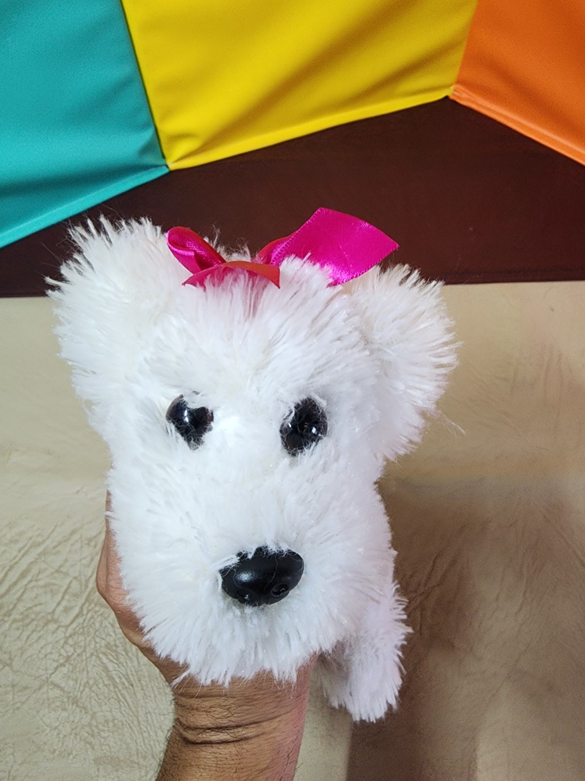 POOCHIE & CO PLUSH DOG PURSE PINK SEQUIN Confetti White Dog