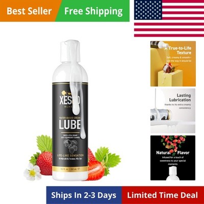 Water Based Creamy Lube, Zesty Strawberry Flavored 8.3 Fl Oz, Thick White Gel...