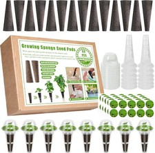144Pcs Seed Pod Kit for Aerogarden, Hydroponics Supplies with 60 Grow Sponges, 