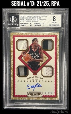 2016 Panini Grand Reserve Cornerstones Pascal Siakam RC Rookie Patch Auto 21/25
