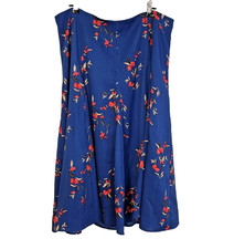 Ann Taylor Women's Lined Skirt Fit and Flare Midi Back Zip Blue Floral Size 14