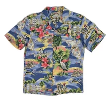 Vintage Paradise Found FLORIDA All Over Print Hawaiian Style Aloha Shirt Women S