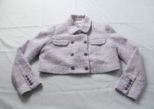 Self Portrait Women's Accent Button Tweed Boucle Jacket AR8 Lilac Size US 8
