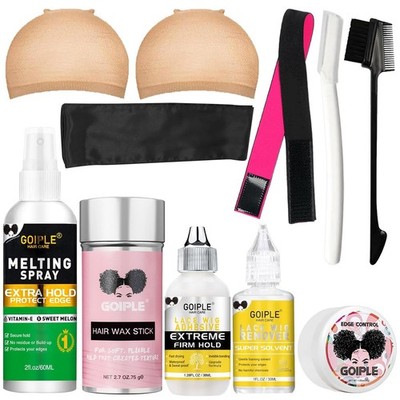 Accessory Essentials Kit Lace Front Glue & , Caps, Elastic Band, Hair Wax Sti...
