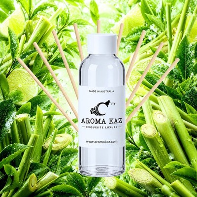 Green Tea & Lemongrass Reed Diffuser Oil Refill Vegan Alcohol-Free 3 Sizes