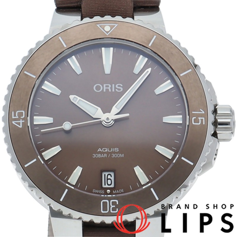 Oris Aquis Date 36.5mm Stainless Steel Leather Strap Watch 01 733 7731 4156 with Box