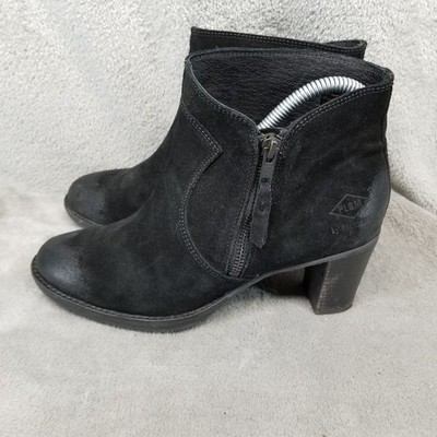 Palladium Shoes Womens Size 7 Black Suede Side Zip Ankle Booties Boots *Read*