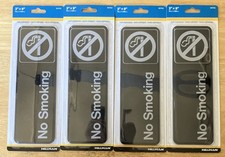 Lot of 4 Hillman NO SMOKING Sign 841752 3"x9" Plastic Black White Symbol.   B