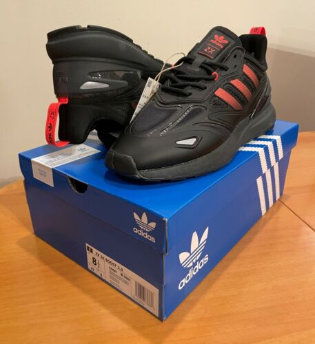 Men Adidas ZX 2K Boost 2.0 Originals Black / Red / Carbon Sneakers, Size US  8.5
