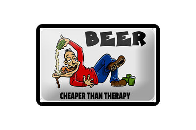 Blechschild Alkohol 18x12cm Beer cheaper than therapy Bier Deko Schild