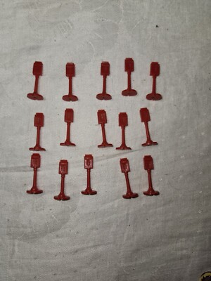 Vintage O Scale U.S. Mail Boxes 1.25'' Tall Lot of 15 Red on Post