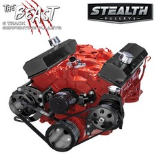 Black Small Block Chevy Serpentine Conversion Kit - Power Steering Electric Wp
