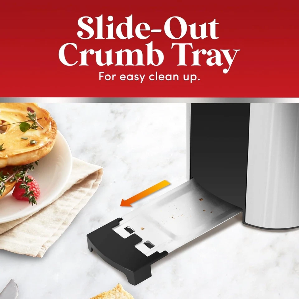 Long Slot 4 Slice Toaster, Reheat, 6 Toast Settings, Defrost, Cancel Function... - Image 4 of 4