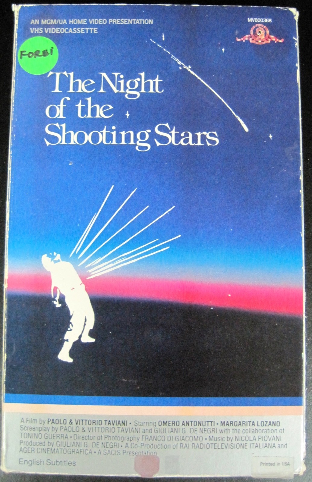 The Night of the Shooting Stars (VHS, 1984) Big Box MGM/UA (USED