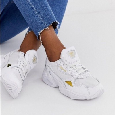 adidas women's white falcon sneakers