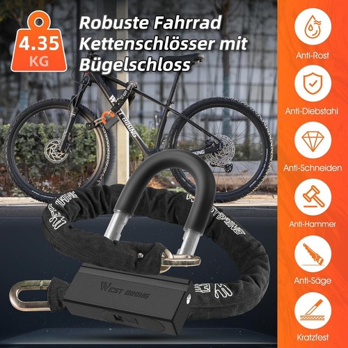 Kettenschloss Fahrrad-120CM Hohe Sicherheit Fahrradschloss, 12mm Starker Motorra - Bild 7 von 7