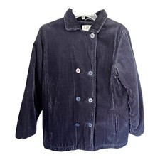 LL BEAN LL Kids Youth Girls Blue Corduroy Peacoat Pea Coat Jacket Coat 14/16