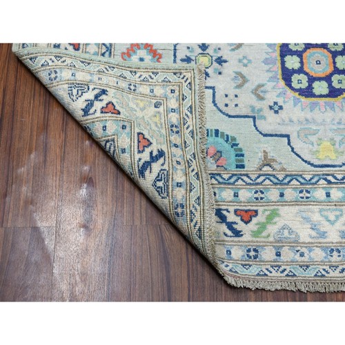 5'1"x6'6" Colorful Gray Fusion Kazak Pure Wool Hand Knotted Oriental Rug G52400 - Picture 2 of 5