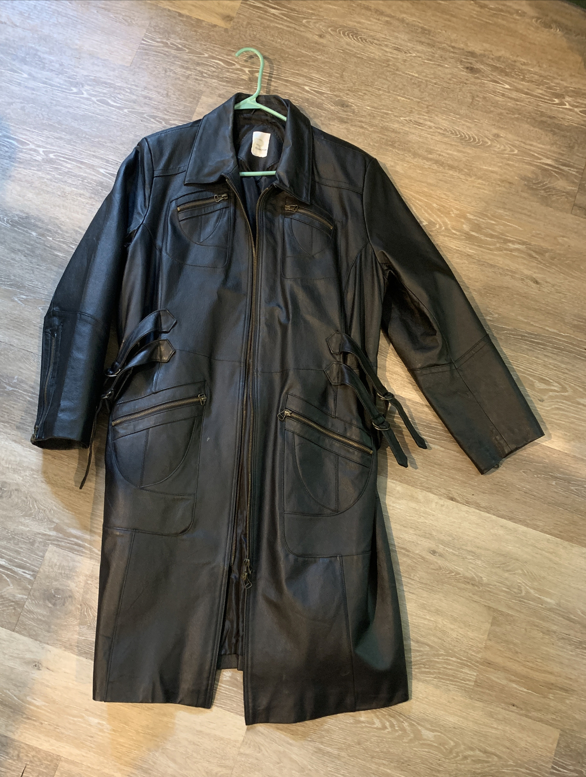 Vintage Long Leather Jacket Roaman’s Black 100… Gem