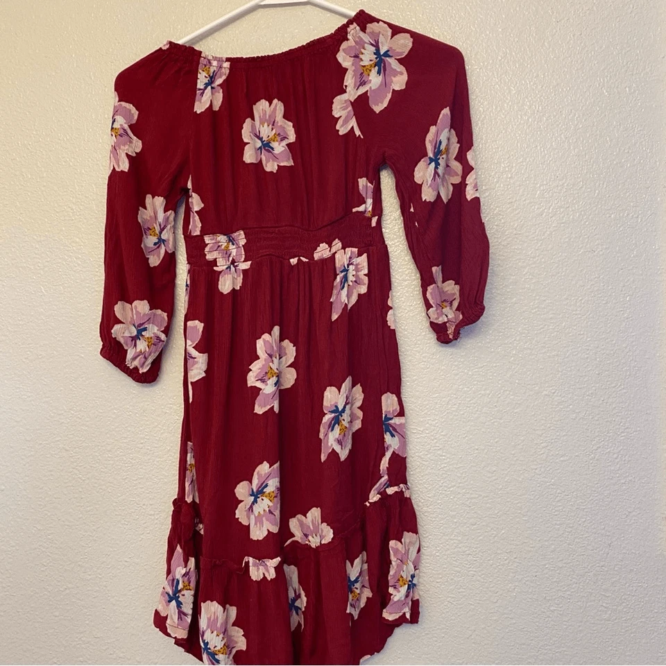 Antiguo Vestido Boho Azul Marino Niñas Estampado Floral Manga Larga Ligero 100% Rayón S 6/7 Foto 2 de 4