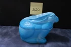 Vintage Blue Milk Glass Rabbit Covered Dish